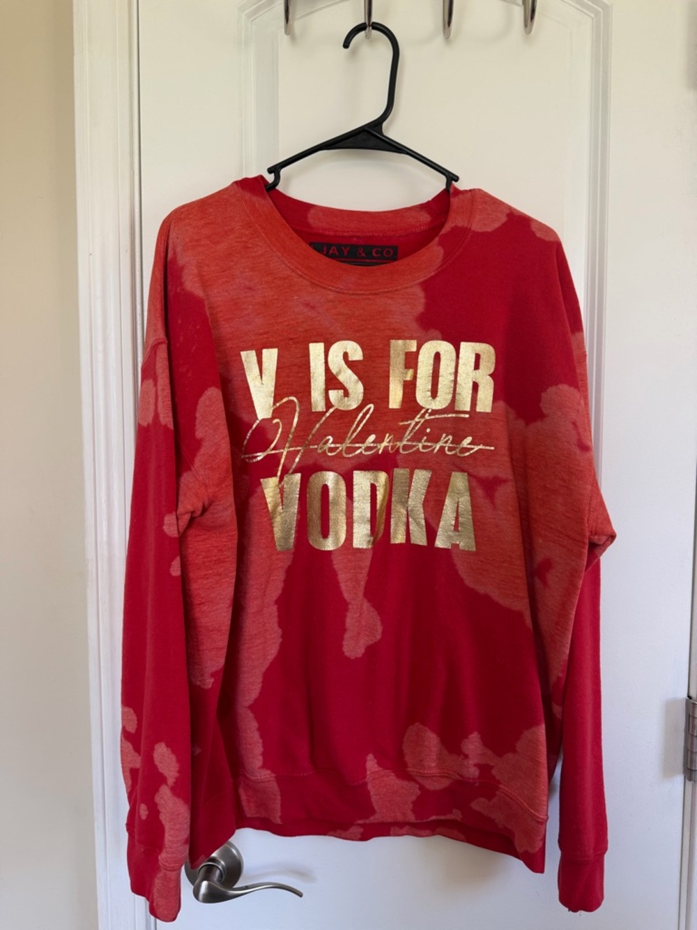Red 'V Is For Vodka' Graphic Sweatshirt